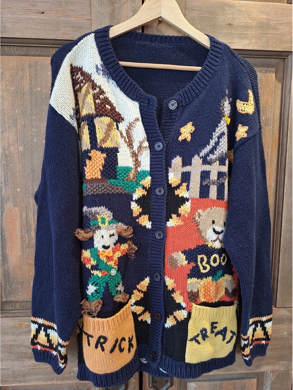 Vintage Halloween sweater, knit, Crystal Kobe, missing tag. M/Large,
